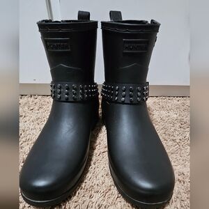 Hunter Black Studded Rain Boots